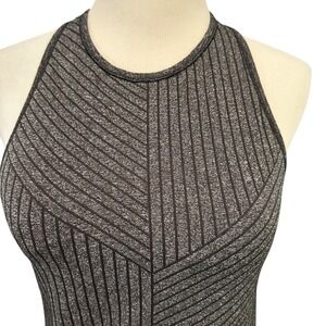 Sleeveless Top Ribbed Knit Halter Neck Geometric Pattern Tank‎ Top Size S